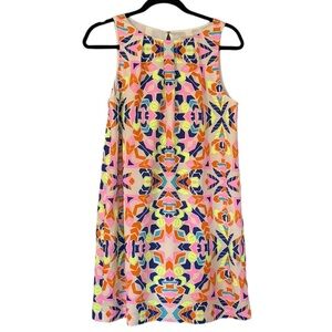 Mara Hoffman Dress Beige Geometric‎ Print Shift Sleeveless | Women’s Size 4